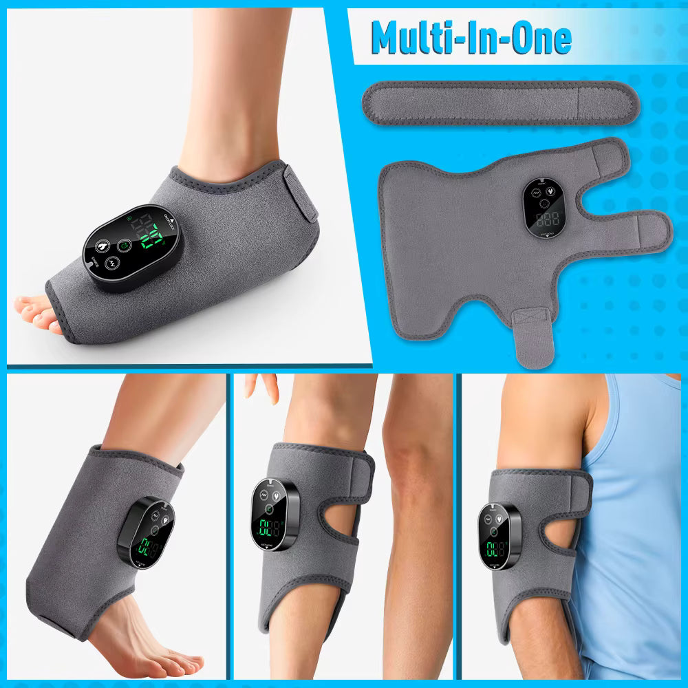 Electric 3-in-1 Ankle, Calf & Wrist Vibration Heated Massager