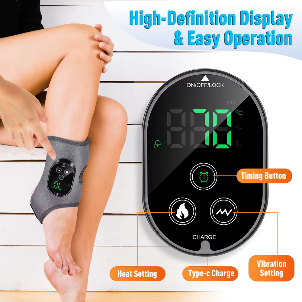 Electric 3-in-1 Ankle, Calf & Wrist Vibration Heated Massager