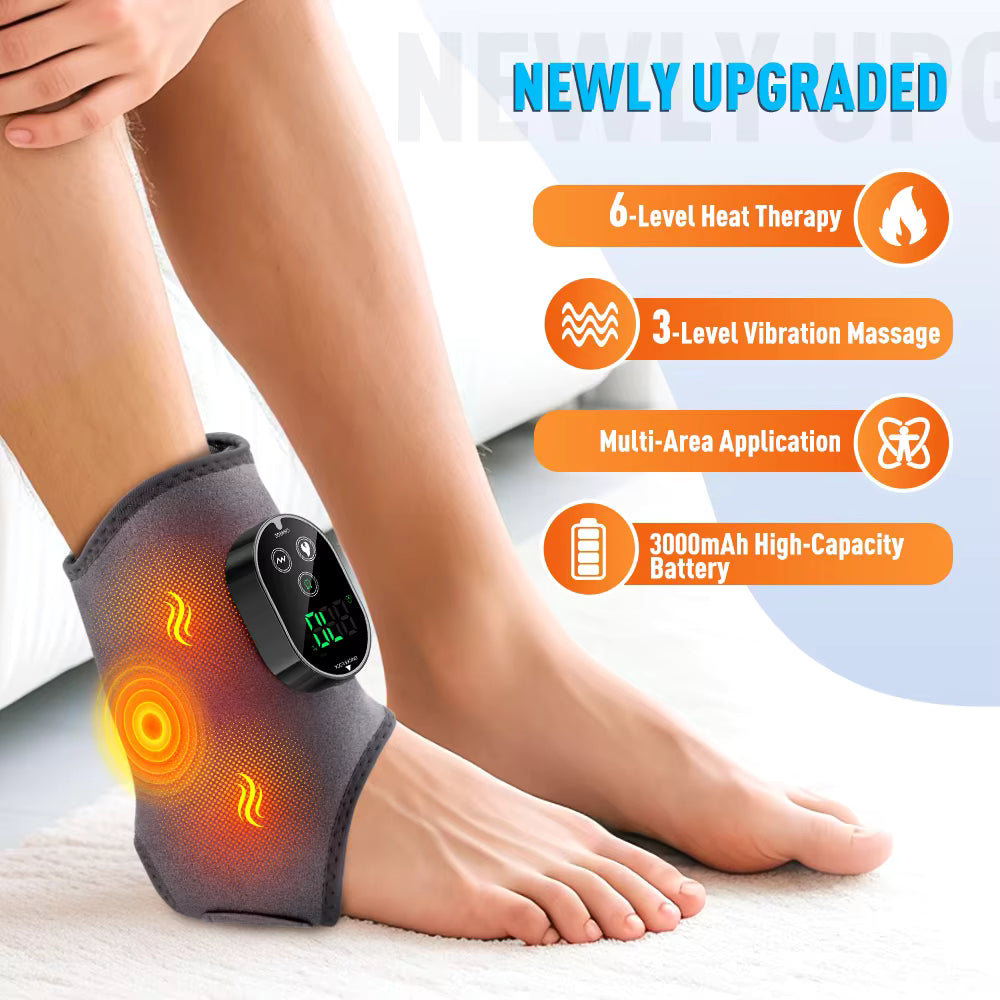 Electric 3-in-1 Ankle, Calf & Wrist Vibration Heated Massager