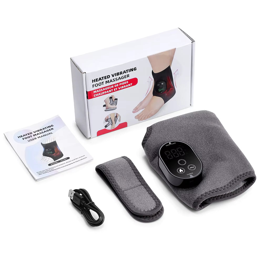 Electric 3-in-1 Ankle, Calf & Wrist Vibration Heated Massager